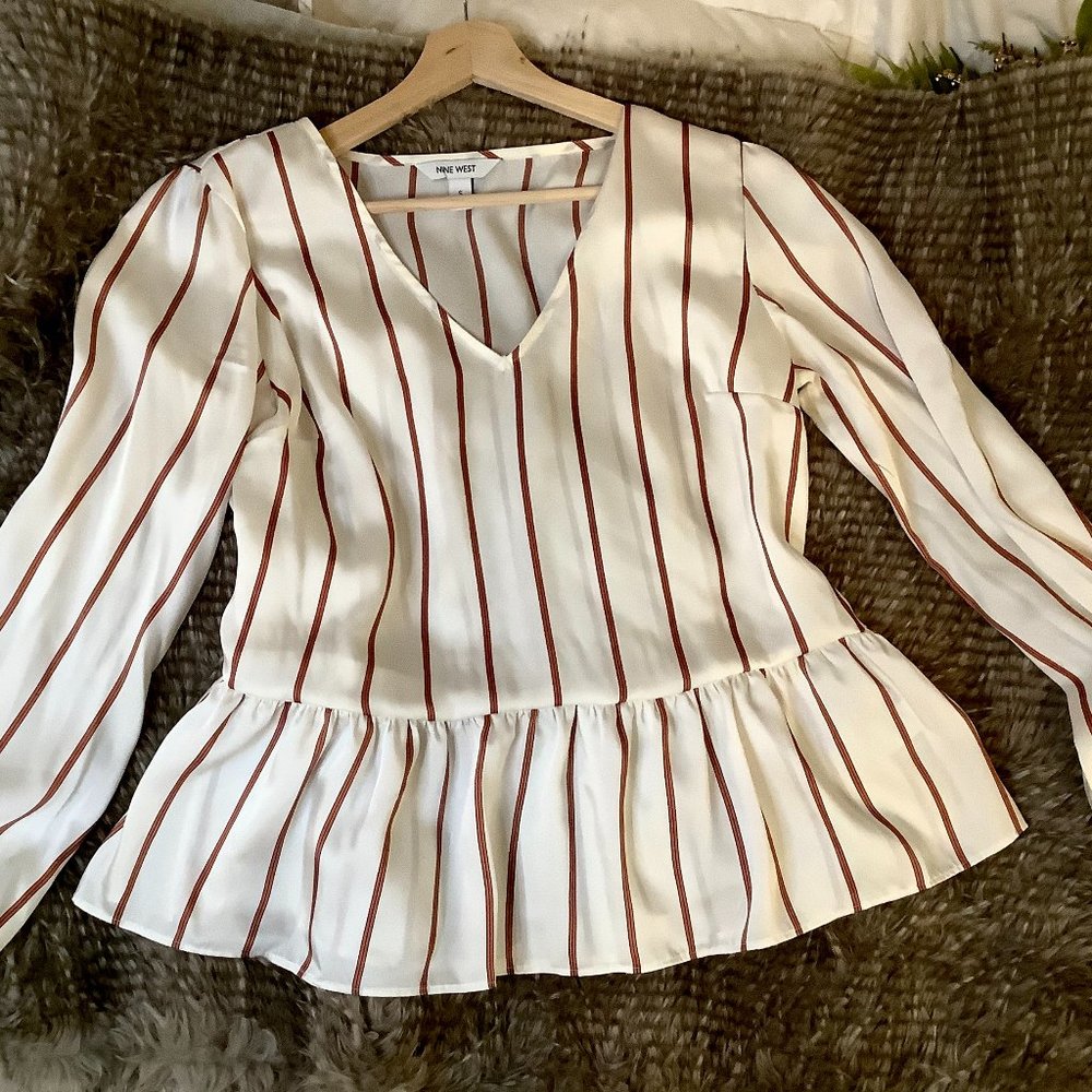 Nine West Satin Peplum Top